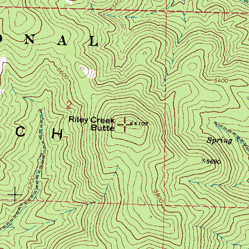 Topographic Map of Riley Creek Butte, OR