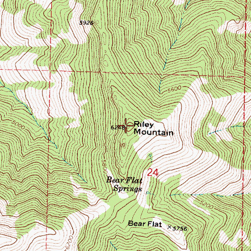 Topographic Map of Riley Mountain, OR