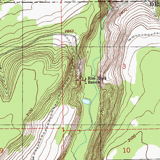 Topographic Map of Rim Rock Ranch, OR
