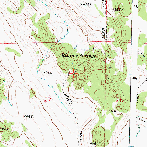 Topographic Map of Rinfroe Springs, OR