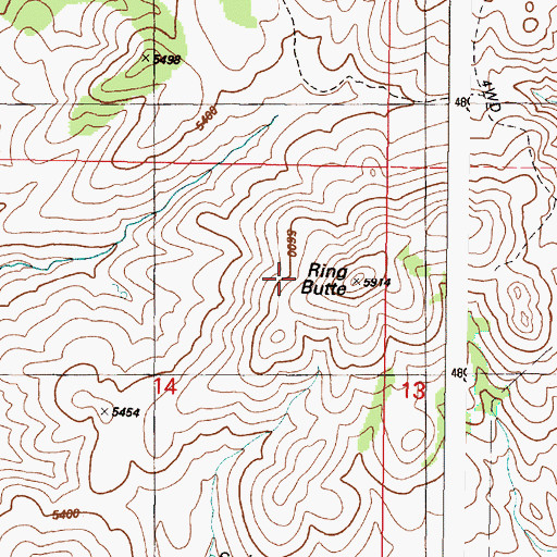 Topographic Map of Ring Butte, OR