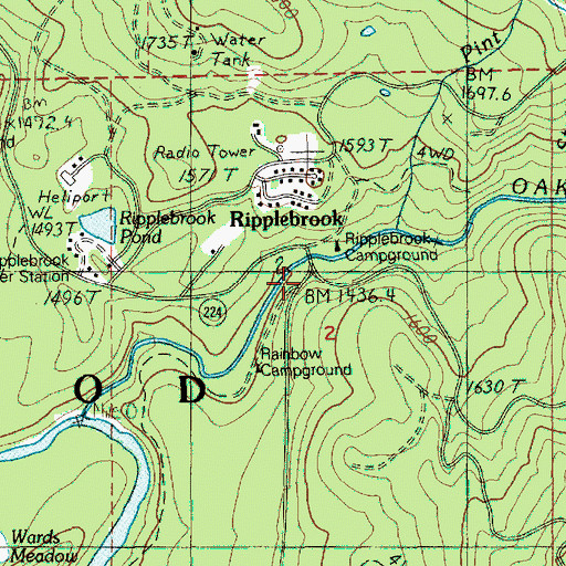 Topographic Map of Ripplebrook Recreation Site, OR