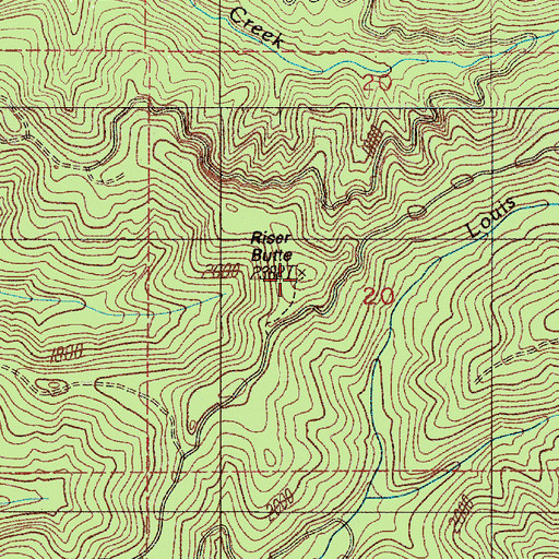 Topographic Map of Riser Butte, OR