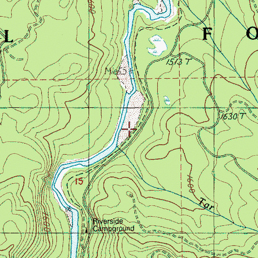 Topographic Map of Riverside Recreation Site, OR