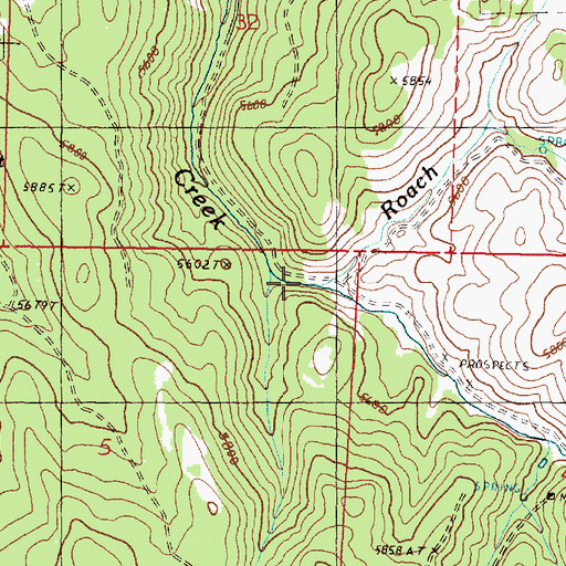Topographic Map of Roach Creek, OR