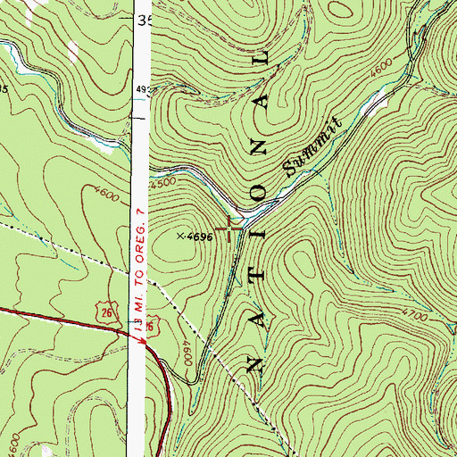 Topographic Map of Road Creek, OR