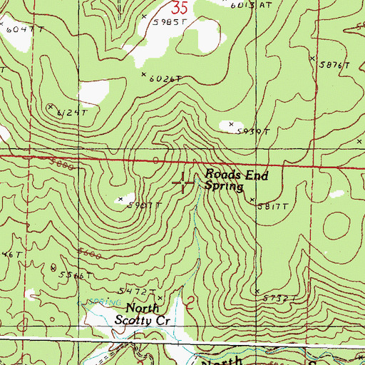 Topographic Map of Roads End Spring, OR