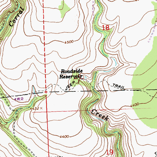 Topographic Map of Roadside Reservoir, OR