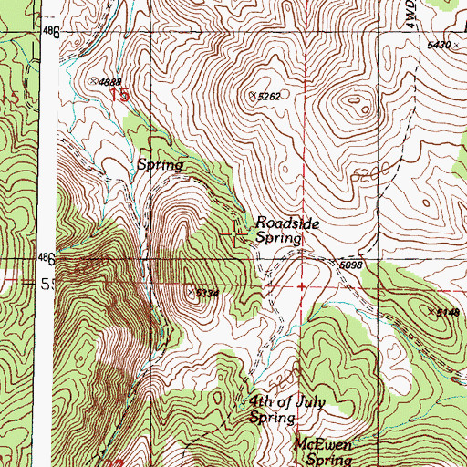 Topographic Map of Roadside Spring, OR