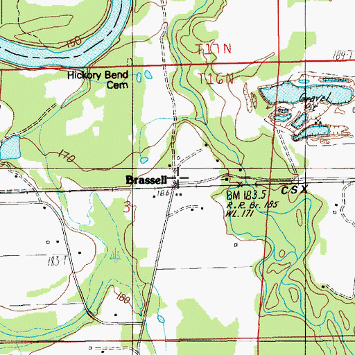 Topographic Map of Brassell, AL