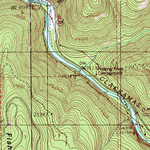 Topographic Map of Roaring River, OR