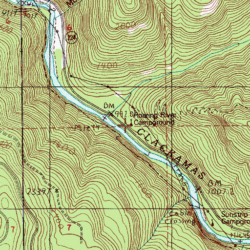 Topographic Map of Roaring River Recreation Site, OR