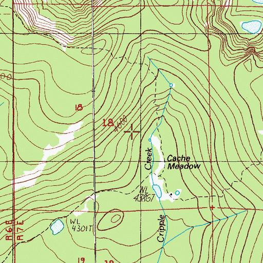 Topographic Map of Roaring River Trail, OR