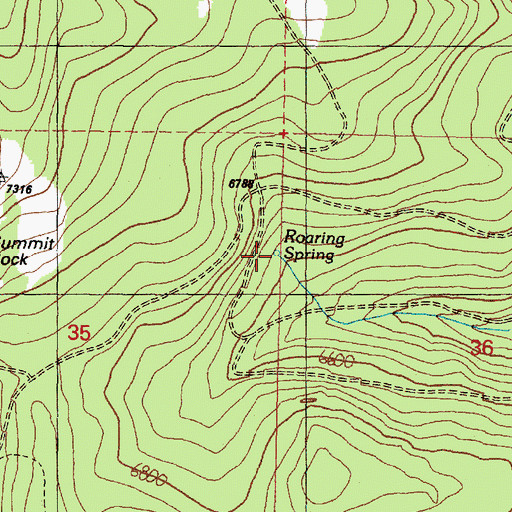Topographic Map of Roaring Spring, OR