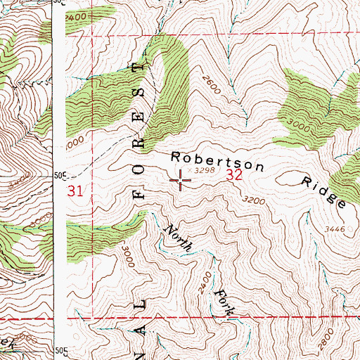 Topographic Map of Robertson Ridge, OR