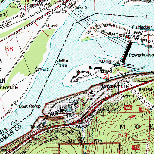 Topographic Map of Robins Island, OR