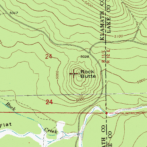 Topographic Map of Rock Butte, OR