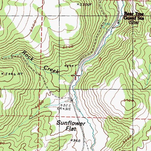Topographic Map of Rock Creek, OR