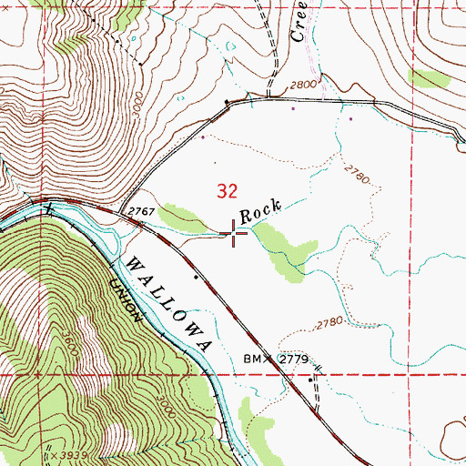 Topographic Map of Rock Creek, OR