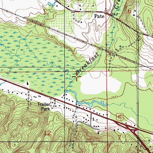 Topographic Map of Breakfast Creek, AL
