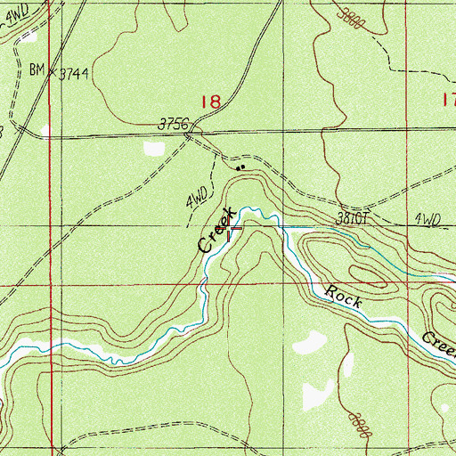Topographic Map of Rock Creek, OR