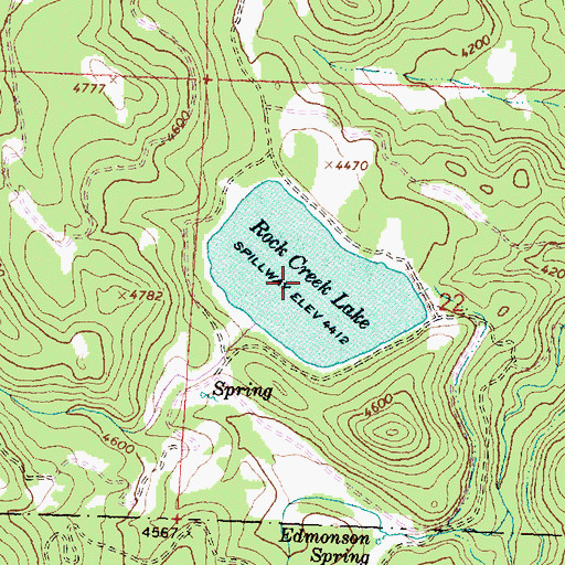 Topographic Map of Rock Creek Lake, OR