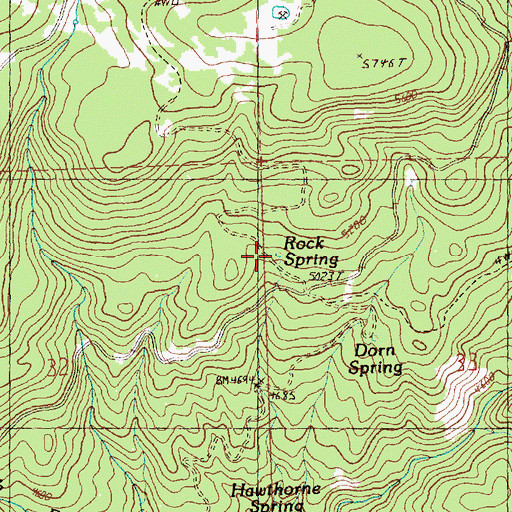 Topographic Map of Rock Spring, OR