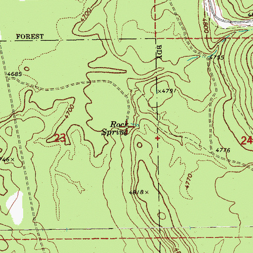 Topographic Map of Rock Spring, OR