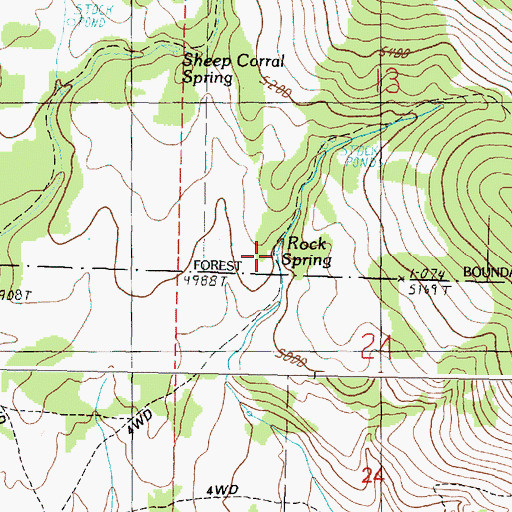 Topographic Map of Rock Spring, OR
