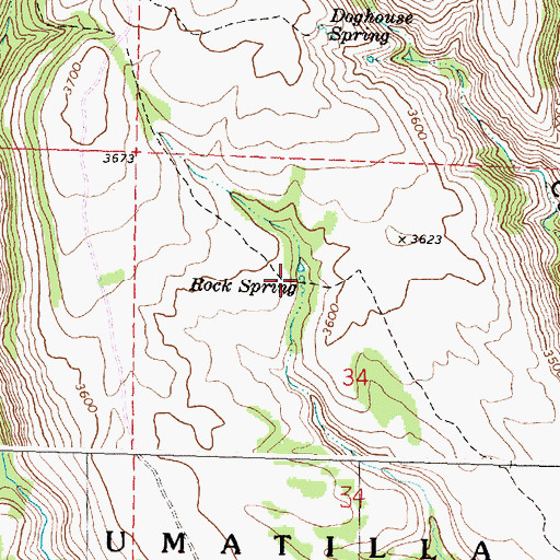 Topographic Map of Rock Spring, OR
