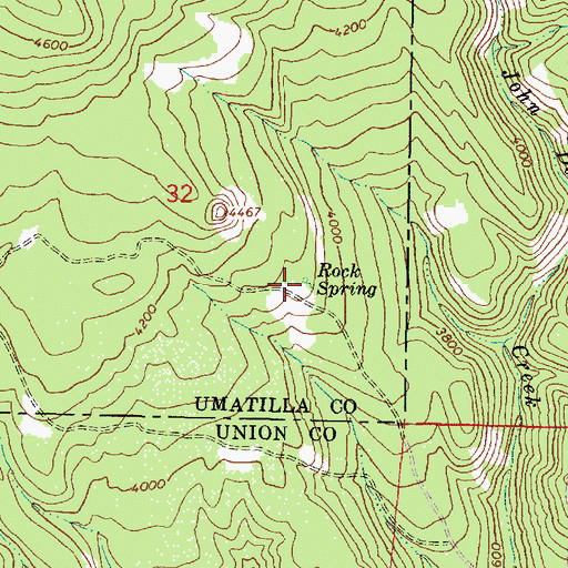 Topographic Map of Rock Spring, OR