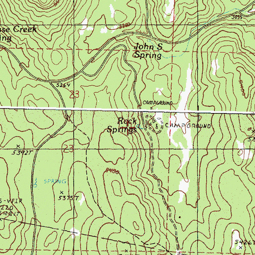 Topographic Map of Rock Springs, OR