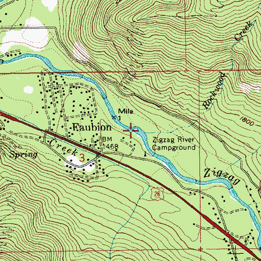 Topographic Map of Rockwood Creek, OR