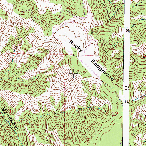 Topographic Map of Rocky Bedground, OR