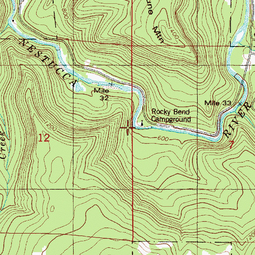 Topographic Map of Rocky Bend Recreation Site, OR