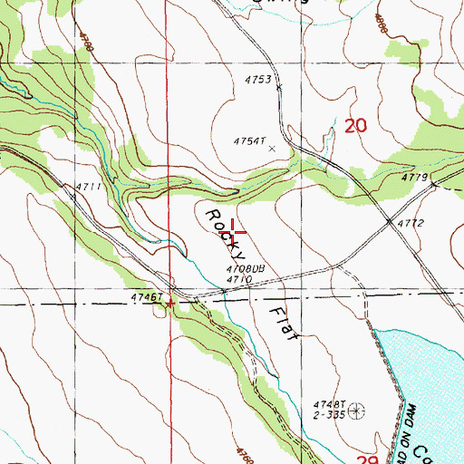 Topographic Map of Rocky Flat, OR