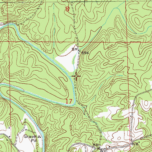 Topographic Map of Brewer Creek, AL