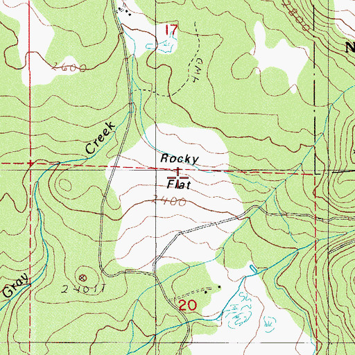 Topographic Map of Rocky Flat, OR