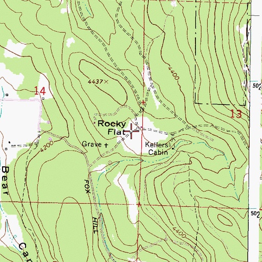 Topographic Map of Rocky Flat, OR