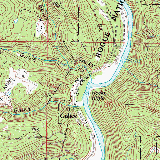 Topographic Map of Rocky Gulch, OR