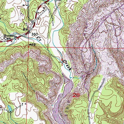 Topographic Map of Brewer Creek, AL