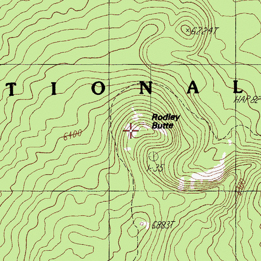 Topographic Map of Rodley Butte, OR
