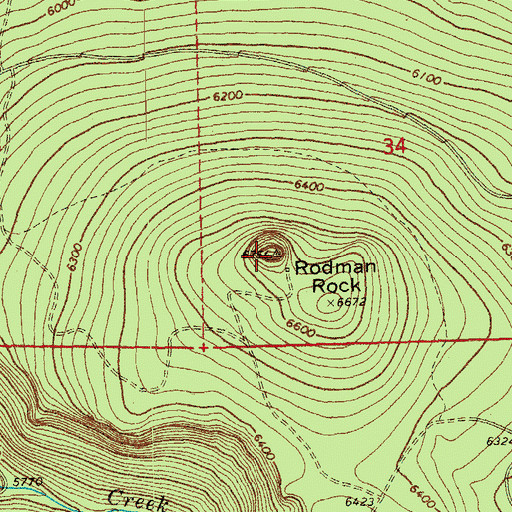 Topographic Map of Rodman Rock, OR
