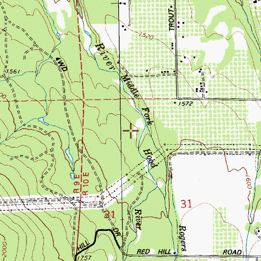 Topographic Map of Rogers Creek, OR