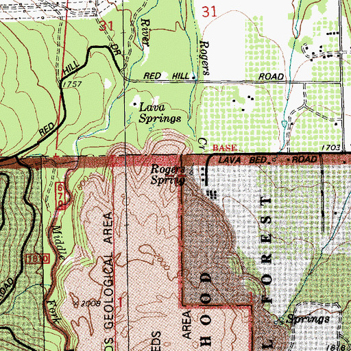 Topographic Map of Rogers Spring, OR