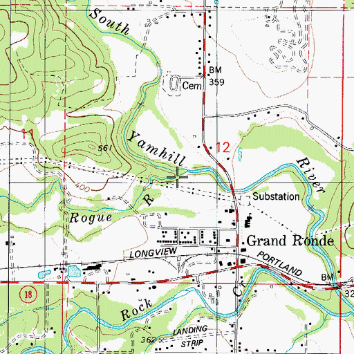Topographic Map of Rogue River, OR