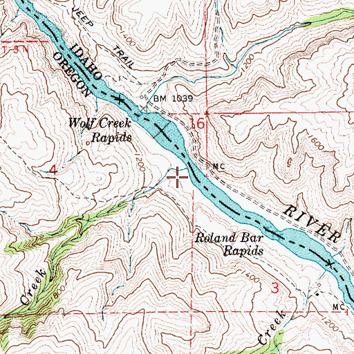 Topographic Map of Roland Creek, OR