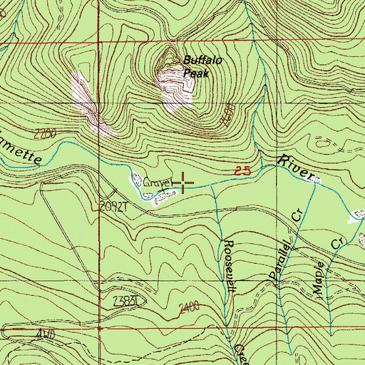 Topographic Map of Roosevelt Creek, OR