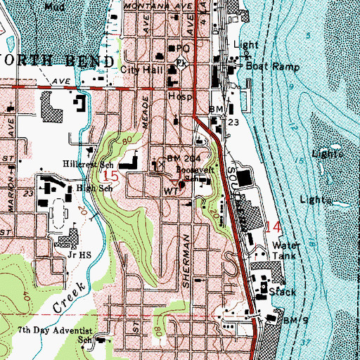 Topographic Map of Roosevelt Elementary School (historical), OR