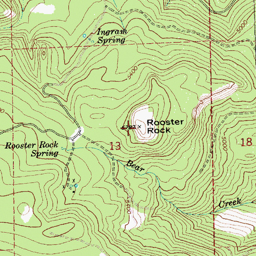 Topographic Map of Rooster Rock, OR